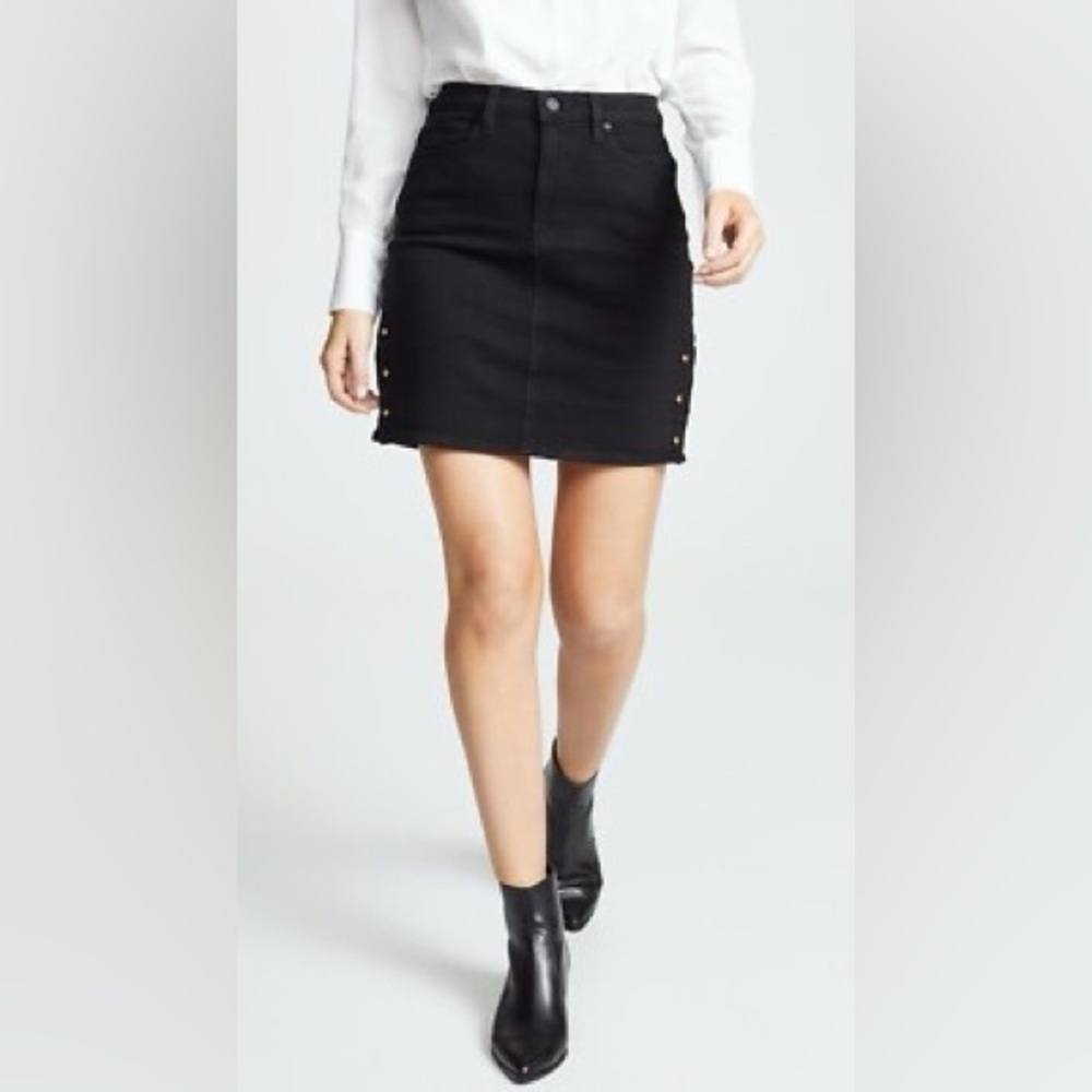 Hudson Los Angeles Black Mini Skirt Stud Side Detail Goth Gothic Dark Size 2